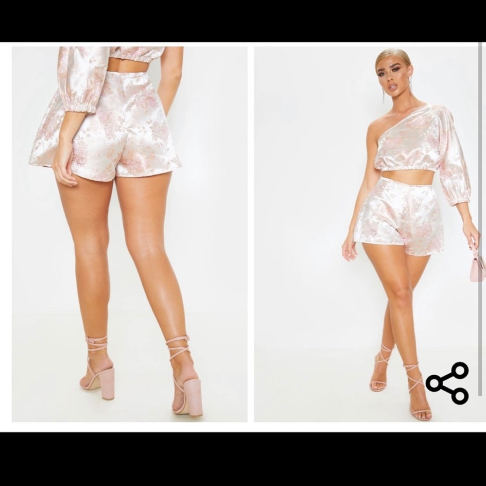 Pink satin shorts